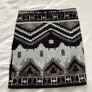 Black and white sequin skirt.